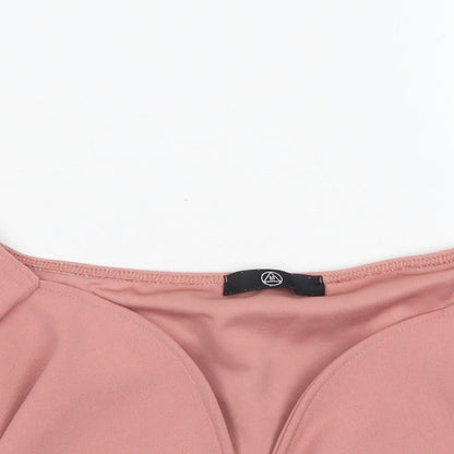Womens UK Size 14 Missguided Pink Cropped Blouse