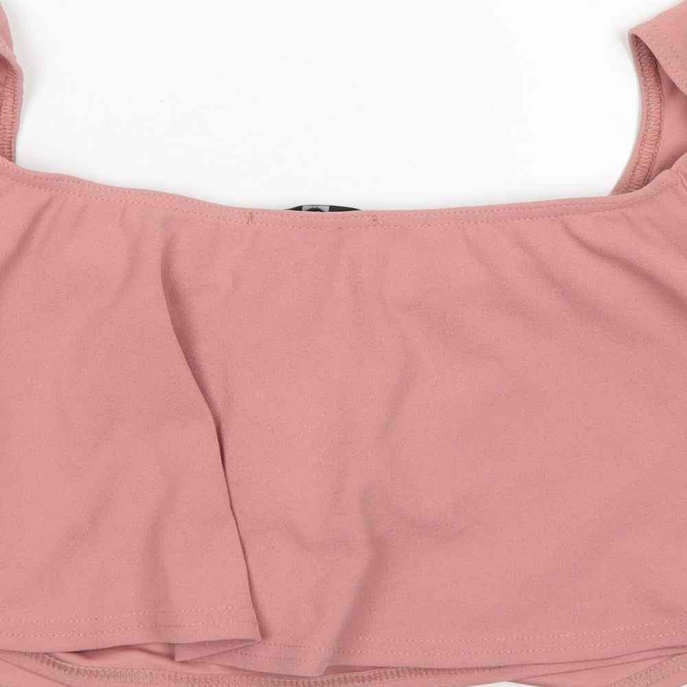 Womens UK Size 14 Missguided Pink Cropped Blouse