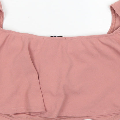 Womens UK Size 14 Missguided Pink Cropped Blouse