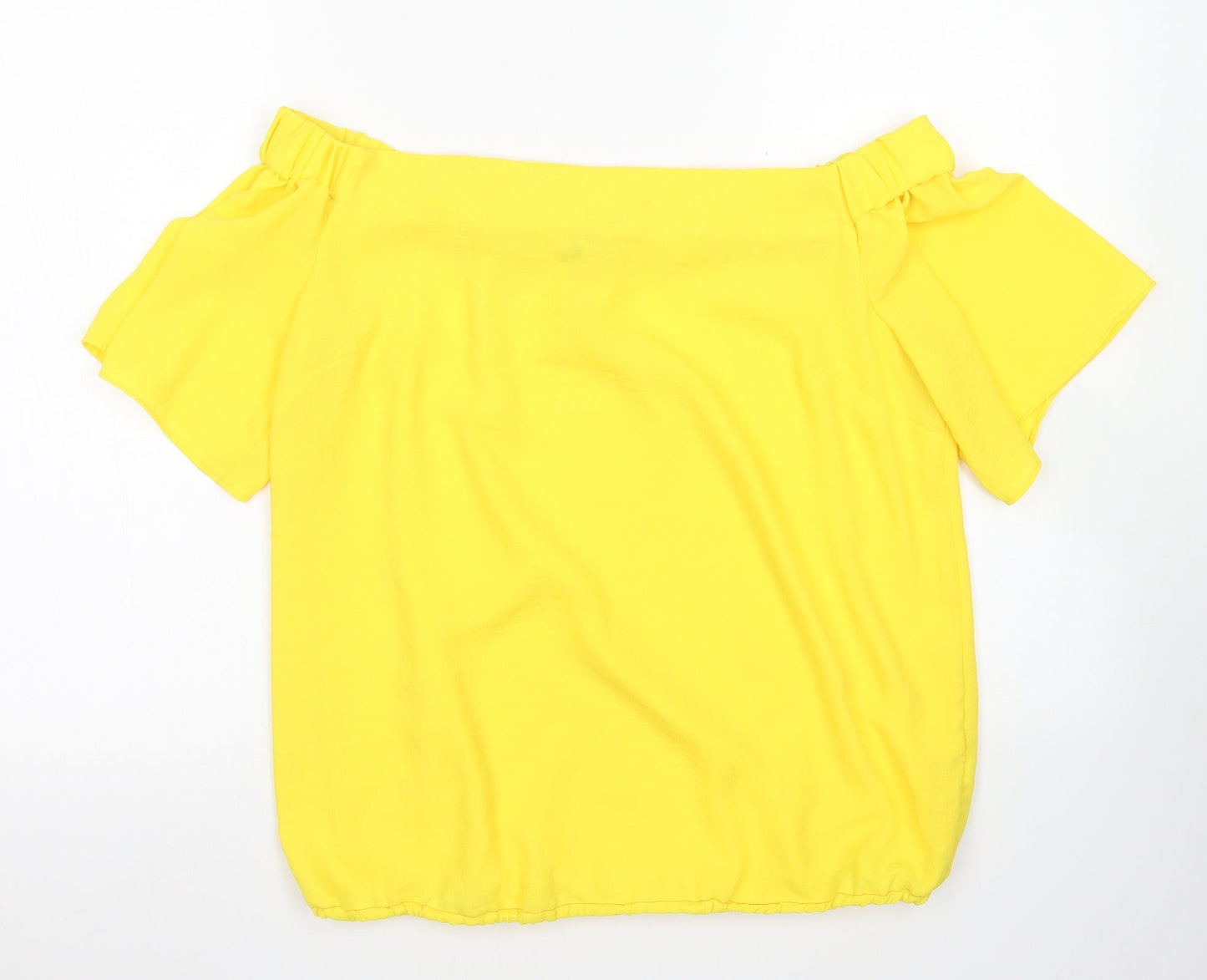 TU Womens Yellow  Polyester Basic Blouse Size 14 Off the Shoulder