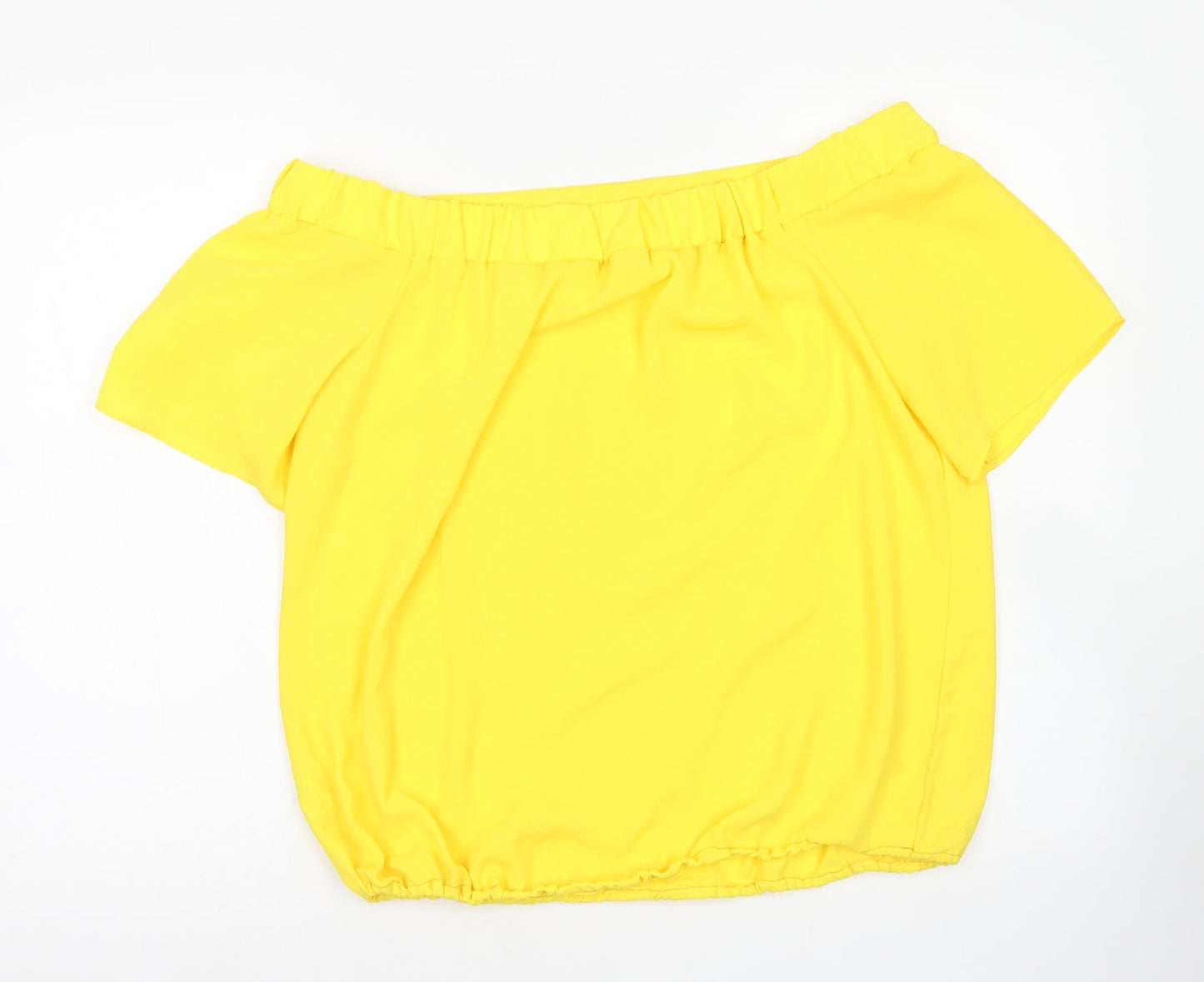 TU Womens Yellow  Polyester Basic Blouse Size 14 Off the Shoulder