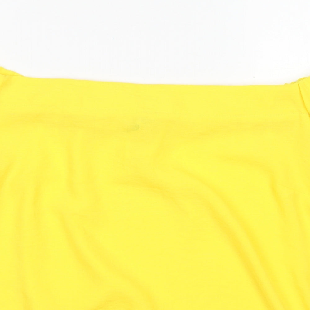 TU Womens Yellow  Polyester Basic Blouse Size 14 Off the Shoulder