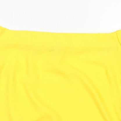 TU Womens Yellow  Polyester Basic Blouse Size 14 Off the Shoulder
