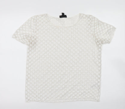 Womens UK Size 8 Topshop White Basic T-Shirt