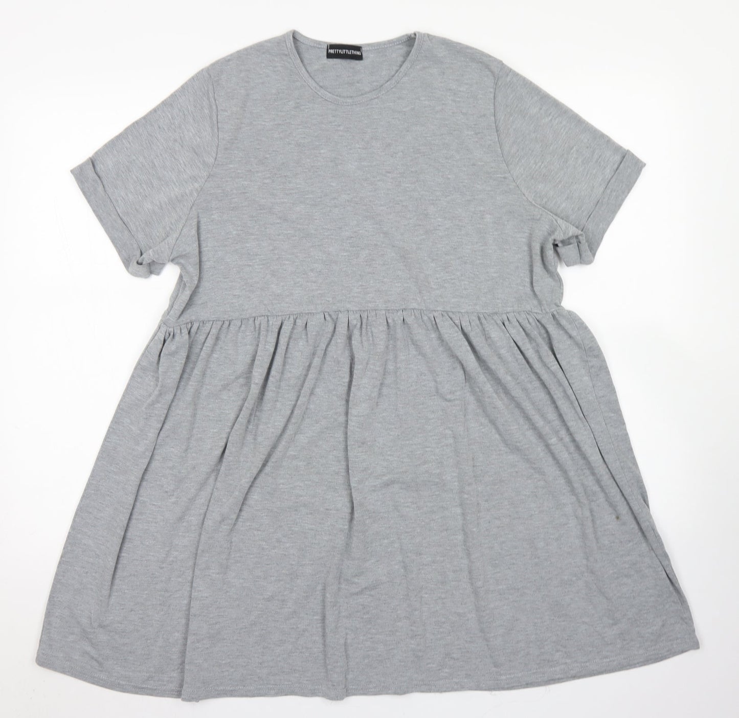 PRETTYLITTLETHING Womens Grey  Viscose Skater Dress  Size 6  Crew Neck