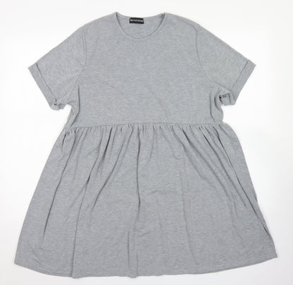 PRETTYLITTLETHING Womens Grey  Viscose Skater Dress  Size 6  Crew Neck