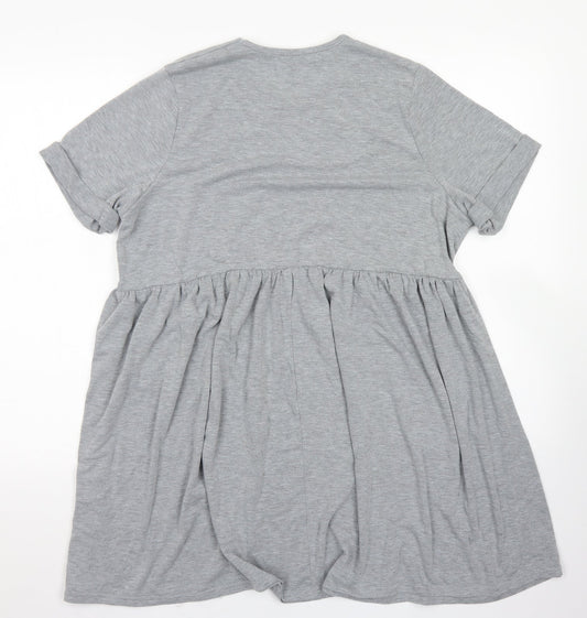 PRETTYLITTLETHING Womens Grey  Viscose Skater Dress  Size 6  Crew Neck