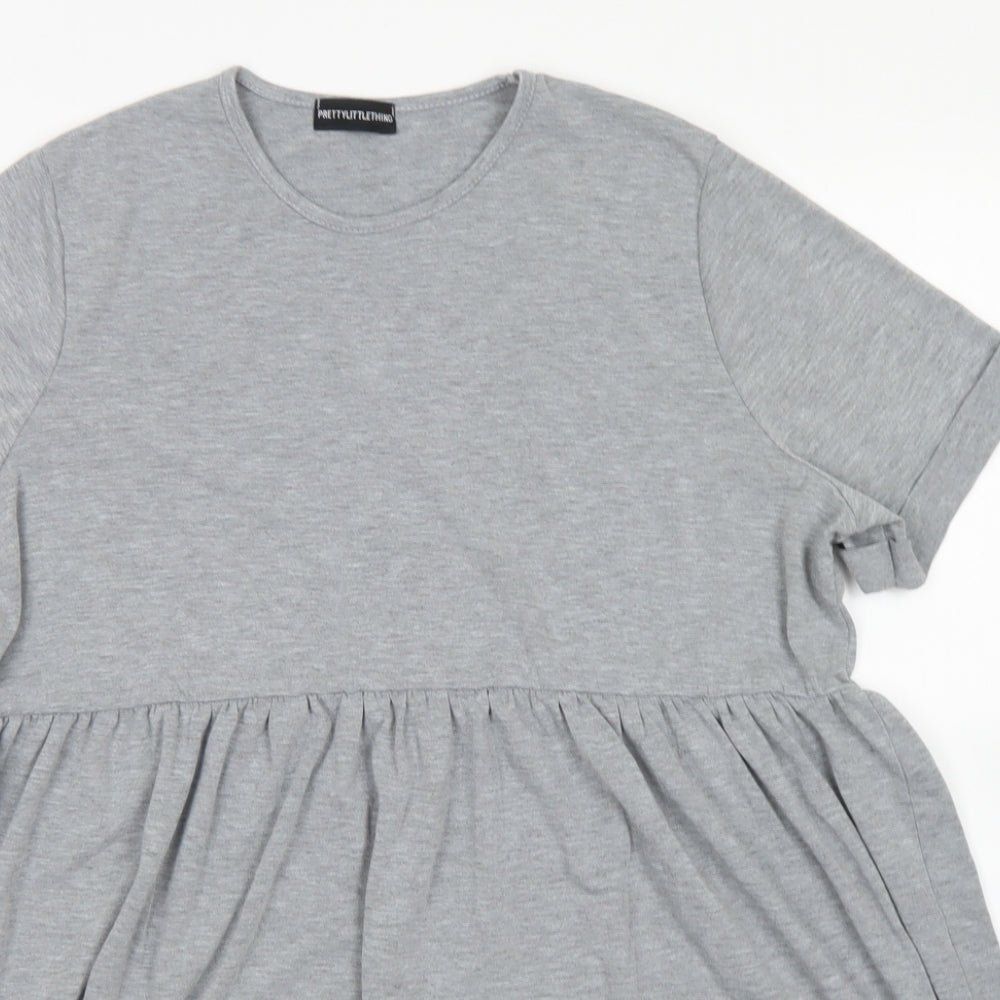 PRETTYLITTLETHING Womens Grey  Viscose Skater Dress  Size 6  Crew Neck
