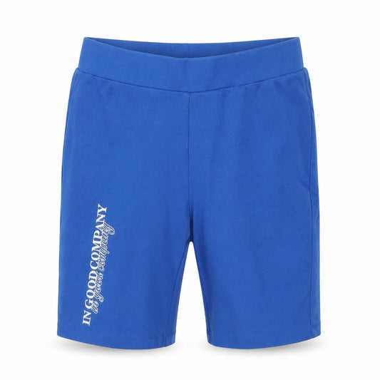 Front view of Couture women’s blue cotton biker shorts, size XS, 5-inch leg regular