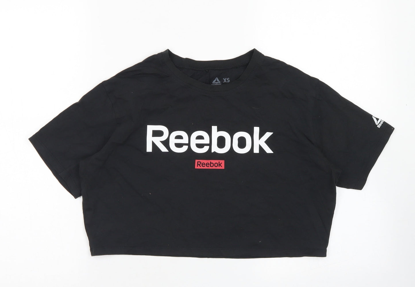 Womens UK Size XS Reebok Black Cropped T-Shirt