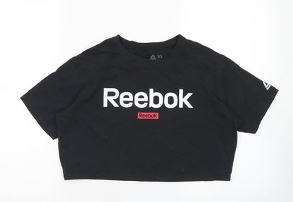 Womens UK Size XS Reebok Black Cropped T-Shirt