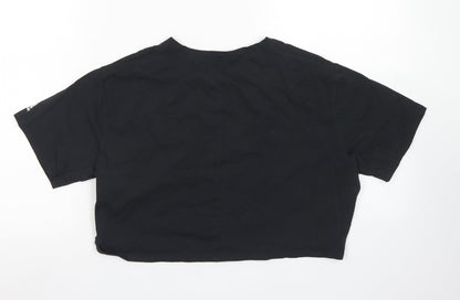Womens UK Size XS Reebok Black Cropped T-Shirt