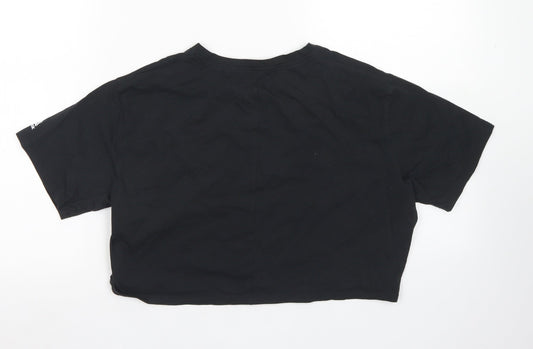 Womens UK Size XS Reebok Black Cropped T-Shirt