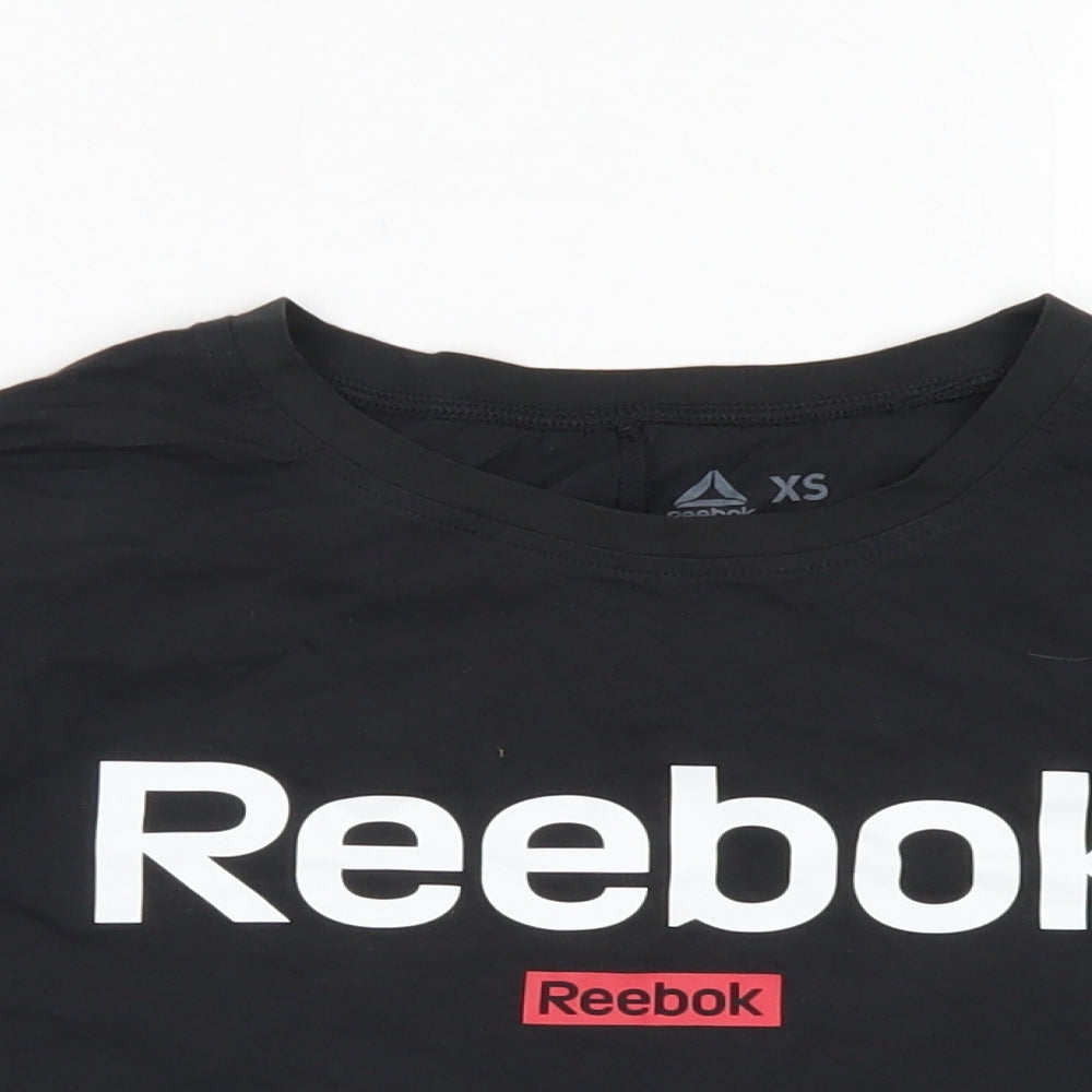 Womens UK Size XS Reebok Black Cropped T-Shirt