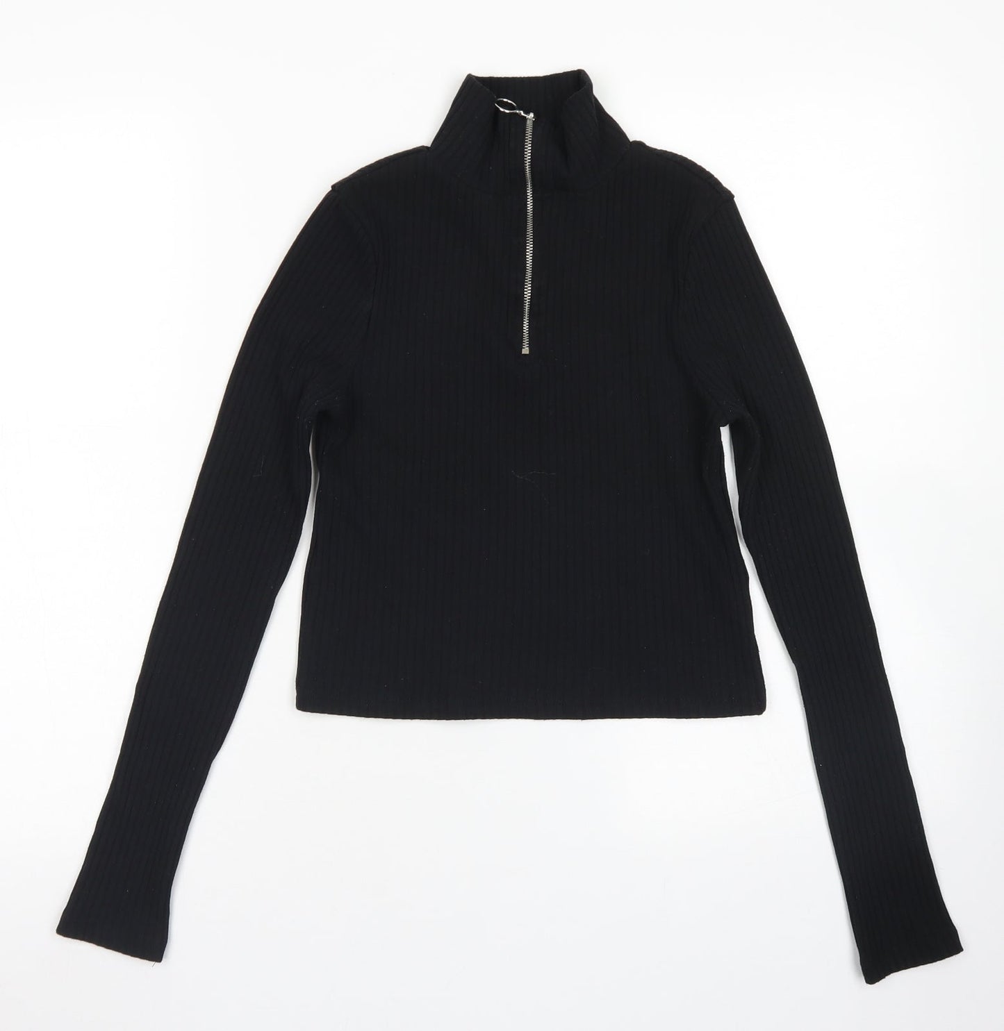 Womens UK Size 8 Topshop Black Cropped T-Shirt