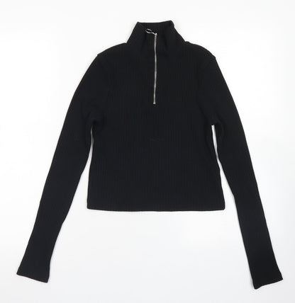Womens UK Size 8 Topshop Black Cropped T-Shirt