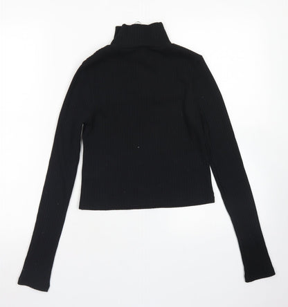 Womens UK Size 8 Topshop Black Cropped T-Shirt