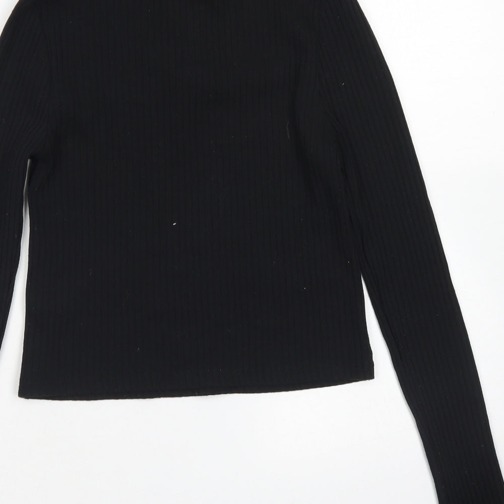 Womens UK Size 8 Topshop Black Cropped T-Shirt