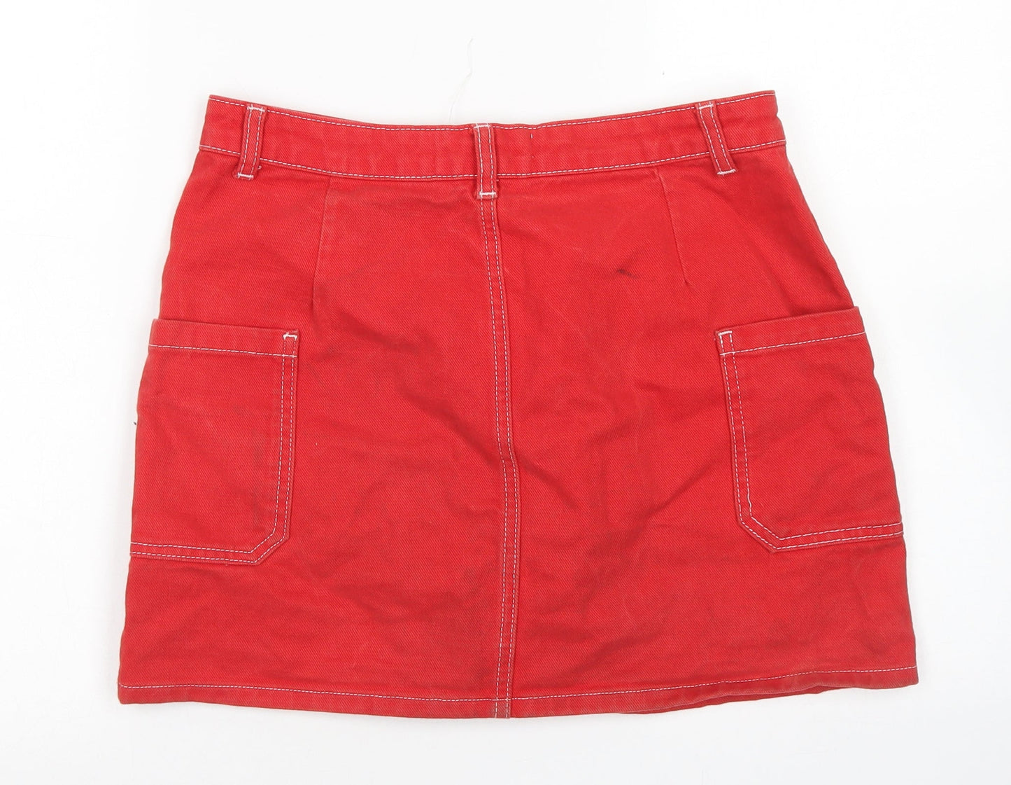BDG Womens Red  Cotton A-Line Skirt Size M   Button