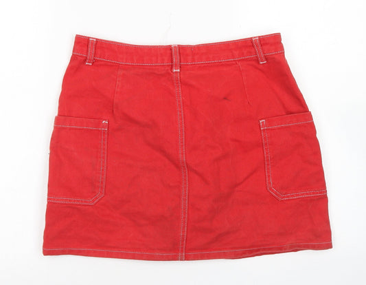 BDG Womens Red  Cotton A-Line Skirt Size M   Button