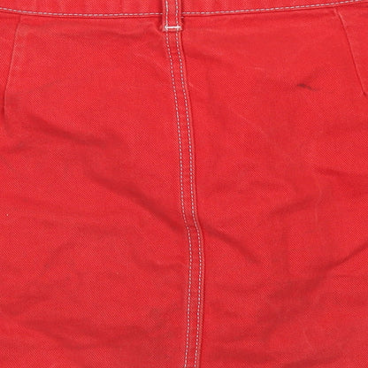 BDG Womens Red  Cotton A-Line Skirt Size M   Button