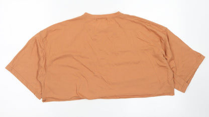 Public Desire Womens Brown  Polyester Cropped T-Shirt Size 6 Crew Neck