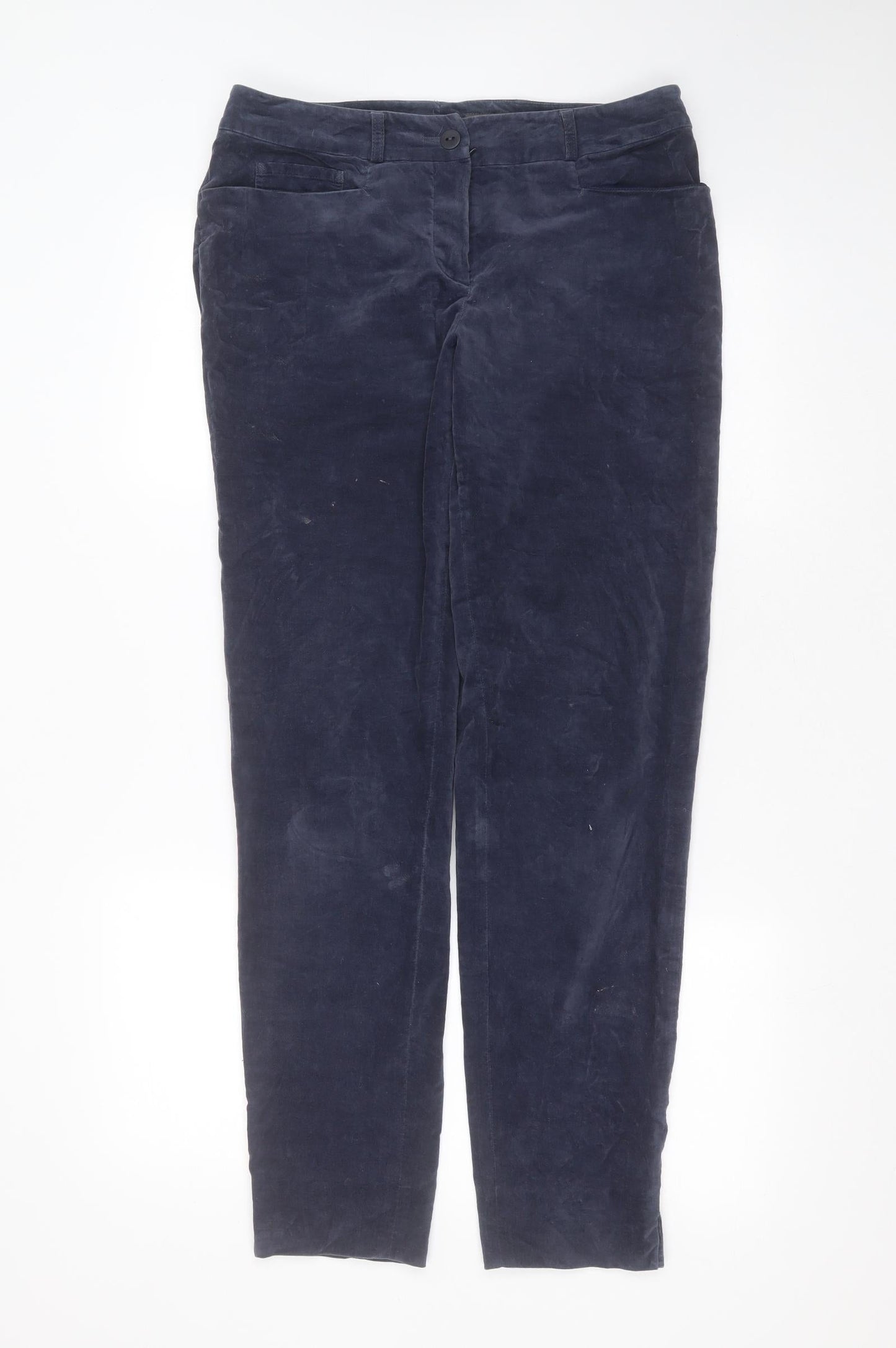 EVELIN BRANDT Womens Blue  Cotton Trousers  Size 10 L30 in Regular Zip