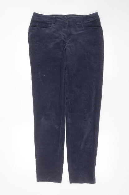 EVELIN BRANDT Womens Blue  Cotton Trousers  Size 10 L30 in Regular Zip