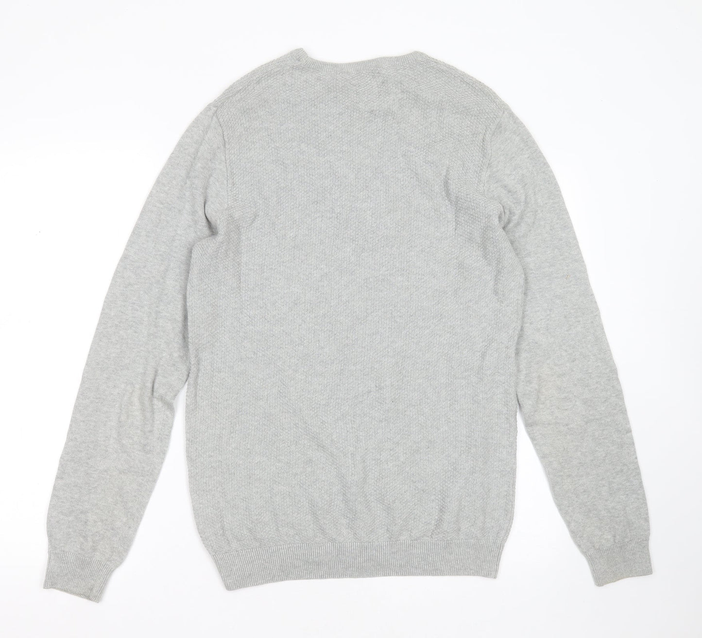 Cedar Wood State Mens Grey Round Neck  Cotton Pullover Jumper Size S