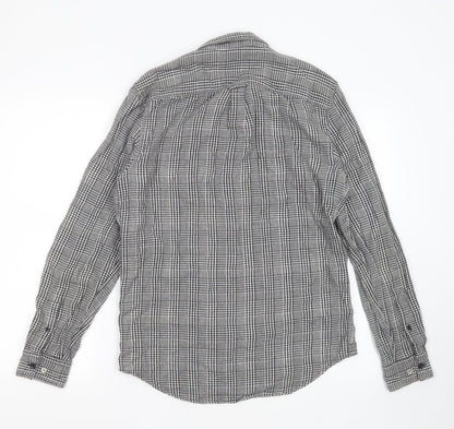 River Island Mens Black Check Cotton  Button-Up Size S Collared Button