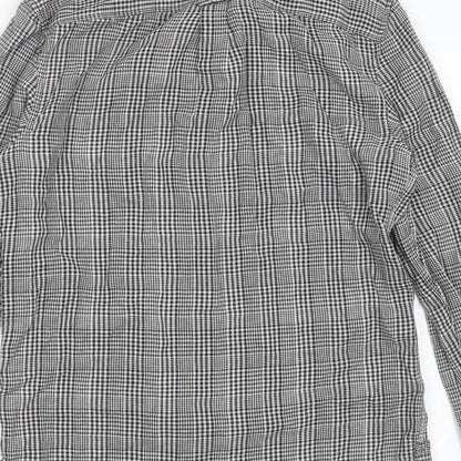 River Island Mens Black Check Cotton  Button-Up Size S Collared Button