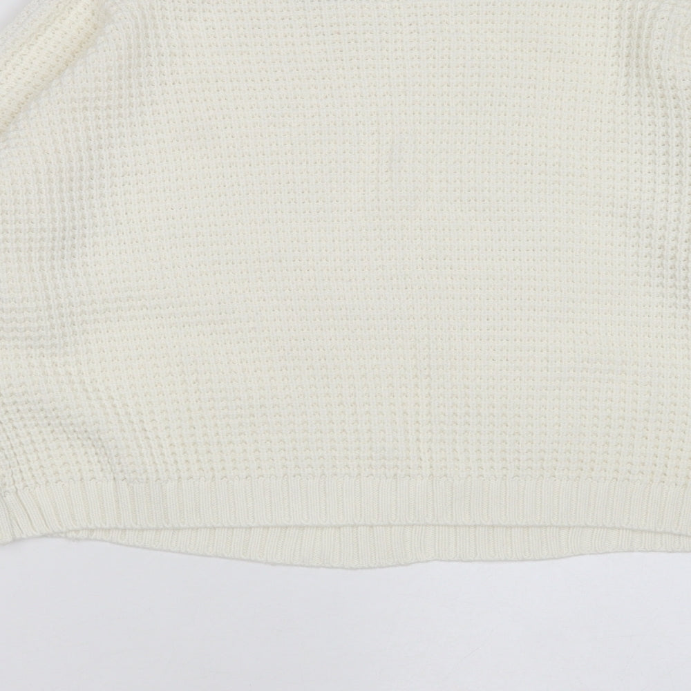 Boohoo Womens Ivory Round Neck  Acrylic Pullover Jumper Size S