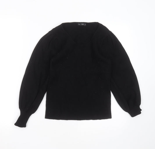F&F Womens Black Round Neck  Viscose Pullover Jumper Size 12