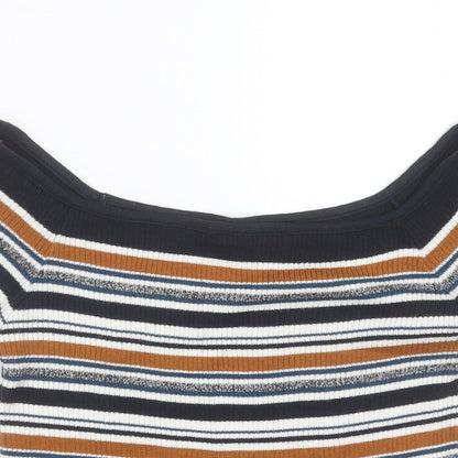 Primark Womens Blue Round Neck Striped Cotton Pullover Jumper Size 12