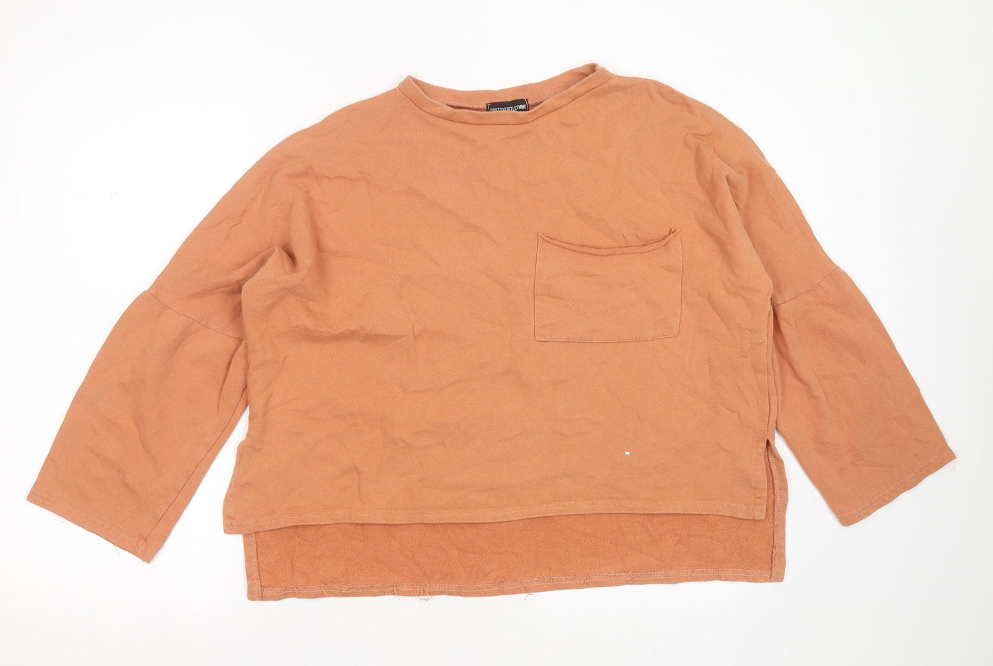 PRETTYLITTLETHING Womens Brown  Cotton Pullover Sweatshirt Size 10   - cropped