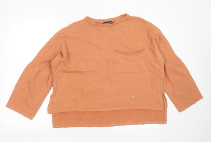 PRETTYLITTLETHING Womens Brown  Cotton Pullover Sweatshirt Size 10   - cropped
