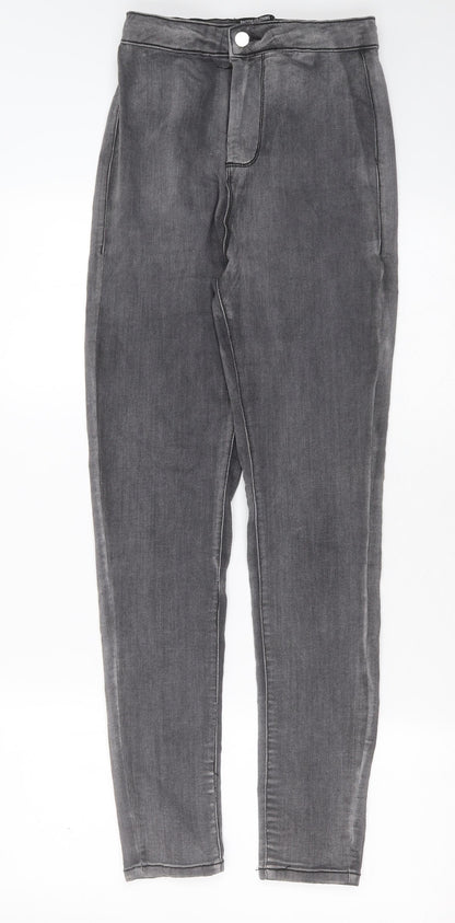 PRETTYLITTLETHING Womens Grey  Cotton Skinny Jeans Size 10 L28 in Extra-Slim