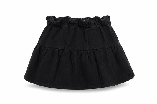 Front view of LEFTIES girls’ black cotton mini skirt, size 9-10, years regular