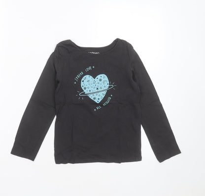 INEXTENSO Girls Grey  Cotton Basic T-Shirt Size 8 Years Round Neck  - heart