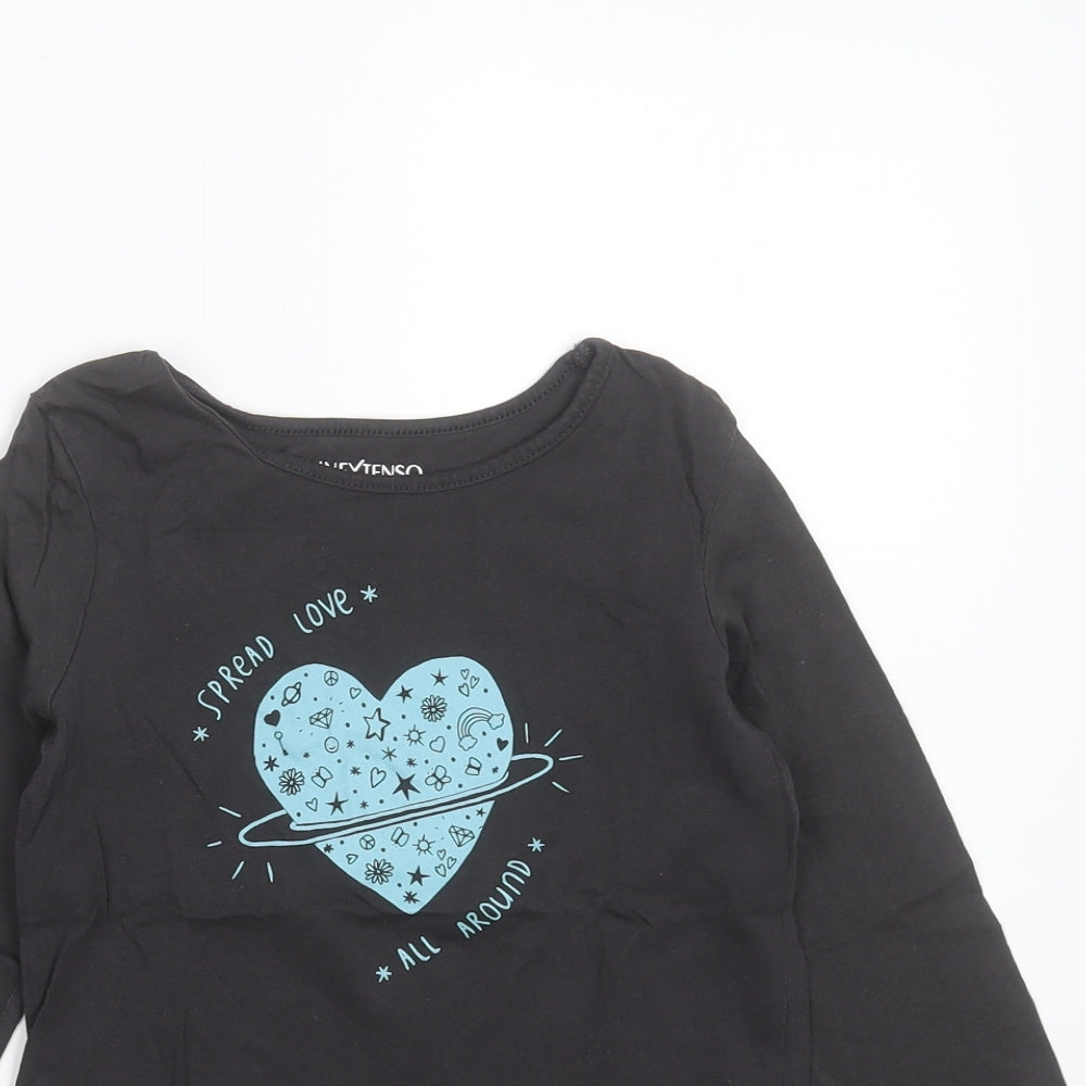 INEXTENSO Girls Grey  Cotton Basic T-Shirt Size 8 Years Round Neck  - heart
