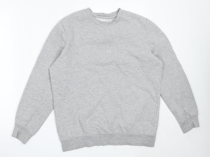 Bershka Womens Grey  Cotton Pullover Sweatshirt Size S