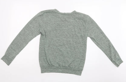 Womens UK Size M Silk Green Basic Blouse