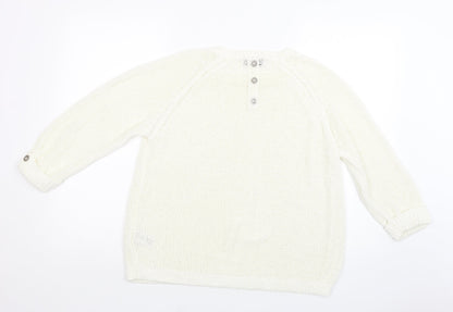 Wallis Womens White Crew Neck  Acrylic Pullover Jumper Size L