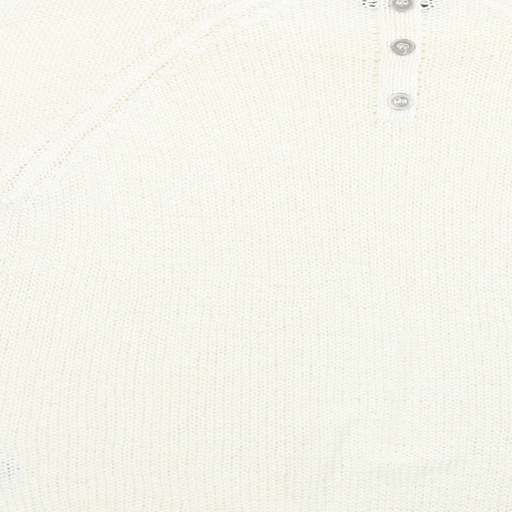 Wallis Womens White Crew Neck  Acrylic Pullover Jumper Size L