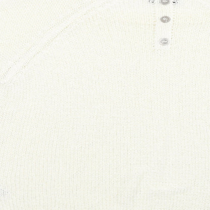 Wallis Womens White Crew Neck  Acrylic Pullover Jumper Size L