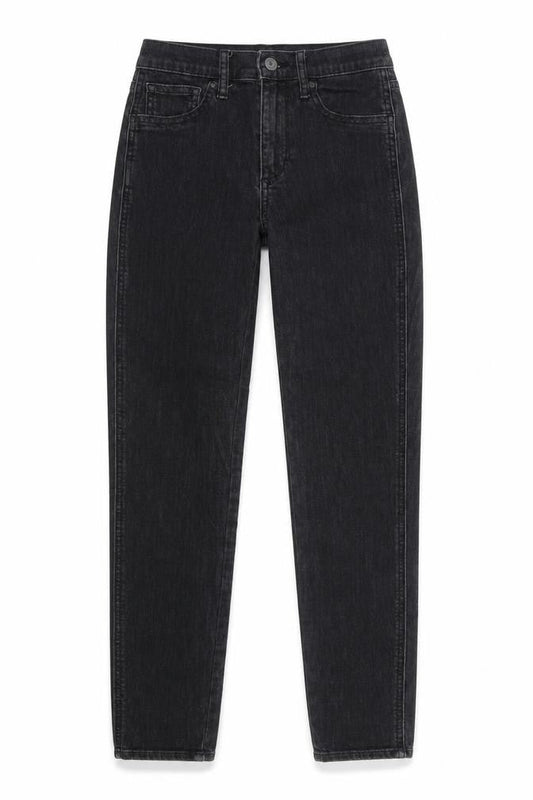 Front view of Gap women’s black cotton skinny jeans, size UK 26, 29-inch leg regular button