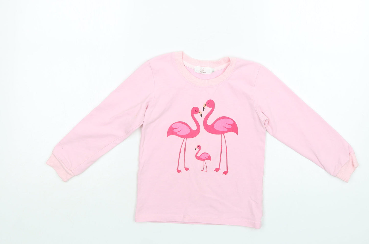 Baywell Girls Pink  Cotton Basic Blouse Size 4-5 Years Crew Neck  - Flamingo