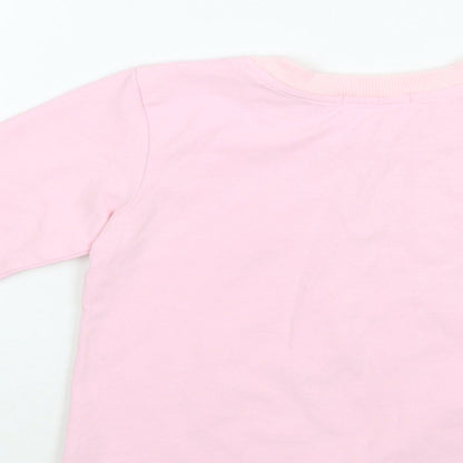 Baywell Girls Pink  Cotton Basic Blouse Size 4-5 Years Crew Neck  - Flamingo