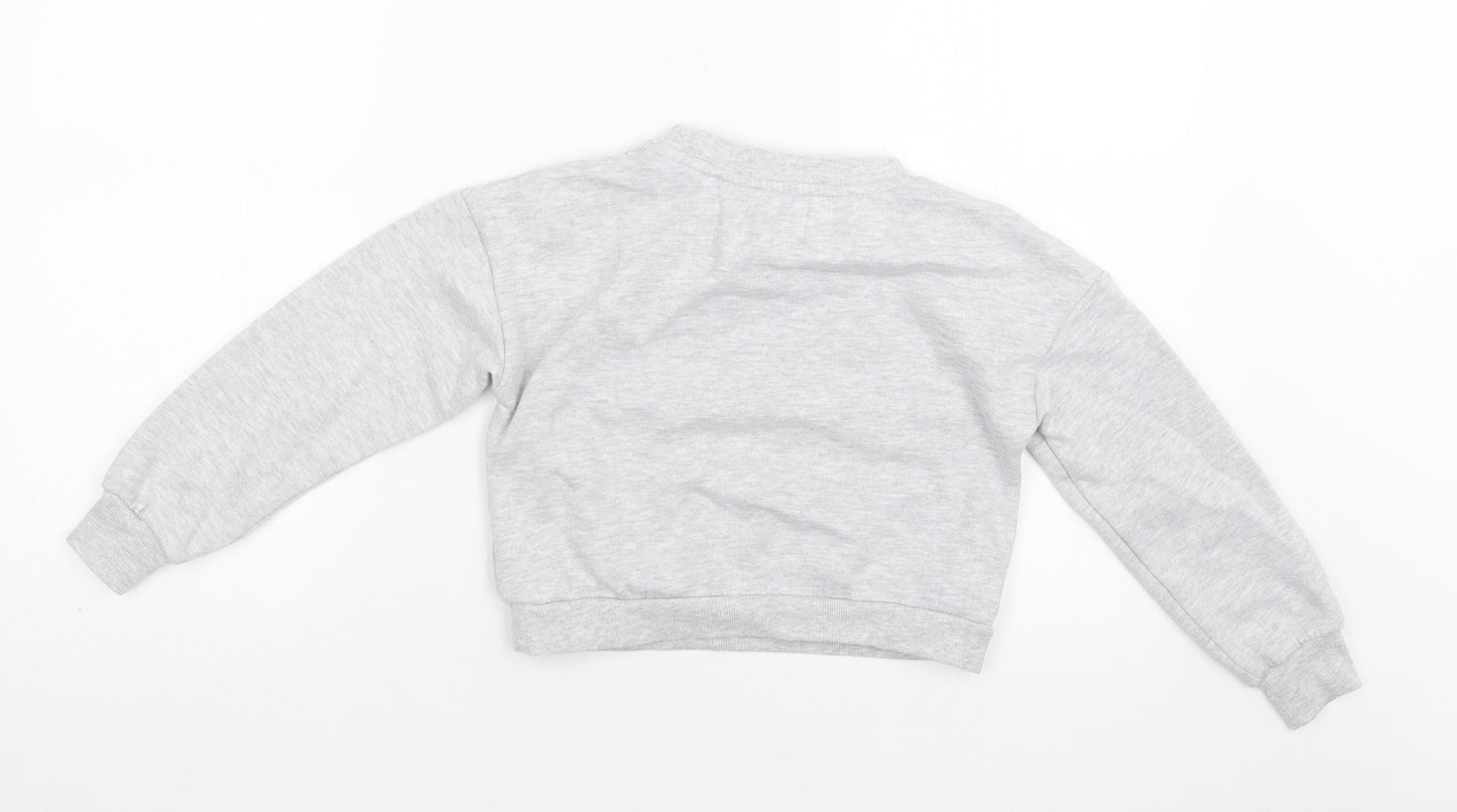 Jeff & Co Girls Grey  Cotton Pullover Sweatshirt Size 9-10 Years   - Positive Vibes