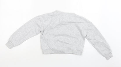 Jeff & Co Girls Grey  Cotton Pullover Sweatshirt Size 9-10 Years   - Positive Vibes